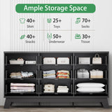 Fluted Dresser for Bedroom with 9 Drawers, 57" Wide Modern Chest of Drawers with Metal Handle, Wooden Dresser TV Stand, Wood Closet Clothes Storage Organizer for Living Room, Hallway, Natural Oak