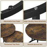 Smuxee Nesting Coffee Table Set of 2, 23.6" Round Coffee Table Wood Grain Top with Adjustable Non-Slip Feet, Industrial End Table Side Tables for Living Room Bedroom Balcony Yard