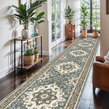 TOPRUUG Washable Oriental Area Rug - 12x15 Rugs for Living Room Soft Carpet for Bedroom Waterproof Floral Distressed Indoor Stain Resistant Non-Shedding Floor Carpets (Green, 12x15)