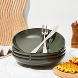 Pokini 24 Piece Dinnerware Sets for 8, Modern Stoneware Plates and Bowls Setst, Perfect for Family Gatherings & Holiday Celebrations, Easy Cleaning Dishes Set, Stack Compactly Dishware, Brown Green