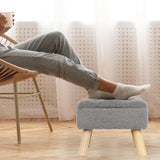 OGEMXU Storage Ottoman, Small Foot Stool Ottoman with Storage, Boucle Teddy Velvet Foot Rest with Padded Seat, Sturdy Wood Legs Stool for Living Room, Bedroom, Couch, Enterway (Cream)