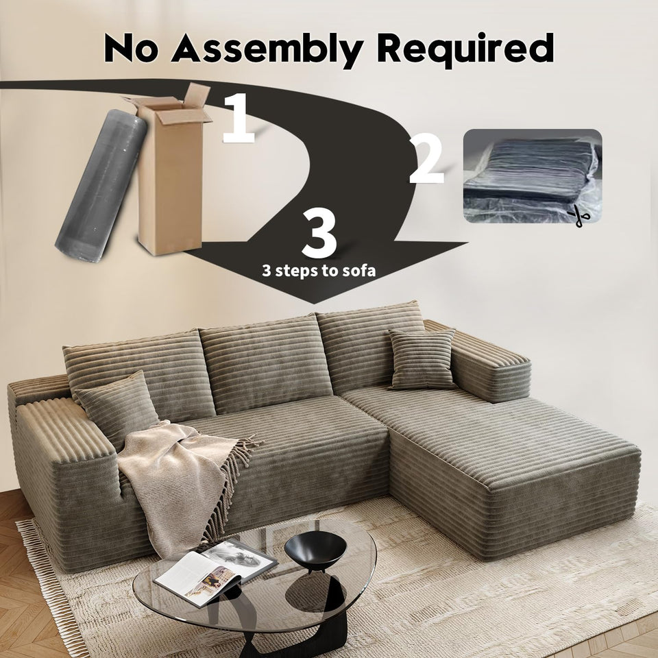 135.4" Cloud Modular Sectional Couch with 1 Ottoman,Modern Minimalist Upholstered Couches, Comfort U Shaped Sofa for Living Room,Deep Seat Corner Couch，No Assembly Required (Black,Left Facing Chaise)