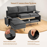 Vesgantti 142" U Shaped Sectional Couch, Comfy Cloud Modular Sectional Sofa with 2 Ottoman Deep Seat Chenille Modern Cloud Sofa, Modular Sofas for Living Room, Bedroom and Apartment, Beige