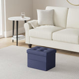 LINMAGCO Ottoman Storage Ottoman with Storage Small Foot Rest Stool Under Desk Stool Short Folding Footrest Linen Cloth Dark Gray 16X12X12IN