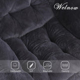 Welnow Lazy Chair with Ottoman, Modern Lounge Accent Chair with Armrests and a Side Pocket, Leisure Sofa Armchair, Reading Armchair with Footrest for Small Space, Dark Grey