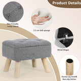 OGEMXU Storage Ottoman, Small Foot Stool Ottoman with Storage, Boucle Teddy Velvet Foot Rest with Padded Seat, Sturdy Wood Legs Stool for Living Room, Bedroom, Couch, Enterway (Cream)