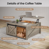 SEDETA 31.5" Lift Top Coffee Table with Storage, Square Coffee Tables for Living Room, Farmhouse Coffee Table with Large Hidden Storage Compartment and Adjustable Shelves, Black