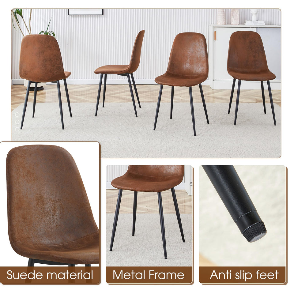 MUUOKY Dining Table Set for 4, Modern 55'' Wood Dinette Table Set for 4 with Fabric Dining Chairs,Table and Chairs Set of 4,Ideal for Kitchen Dining Room