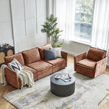 HULALA HOME 127'' Modular Sectional Sofa, Oversized U Shaped Couch with Storage Ottoman, Comfy Chenille Sofa with Deep Seat, 6 Seat Convertible Couches for Living Room, Beige