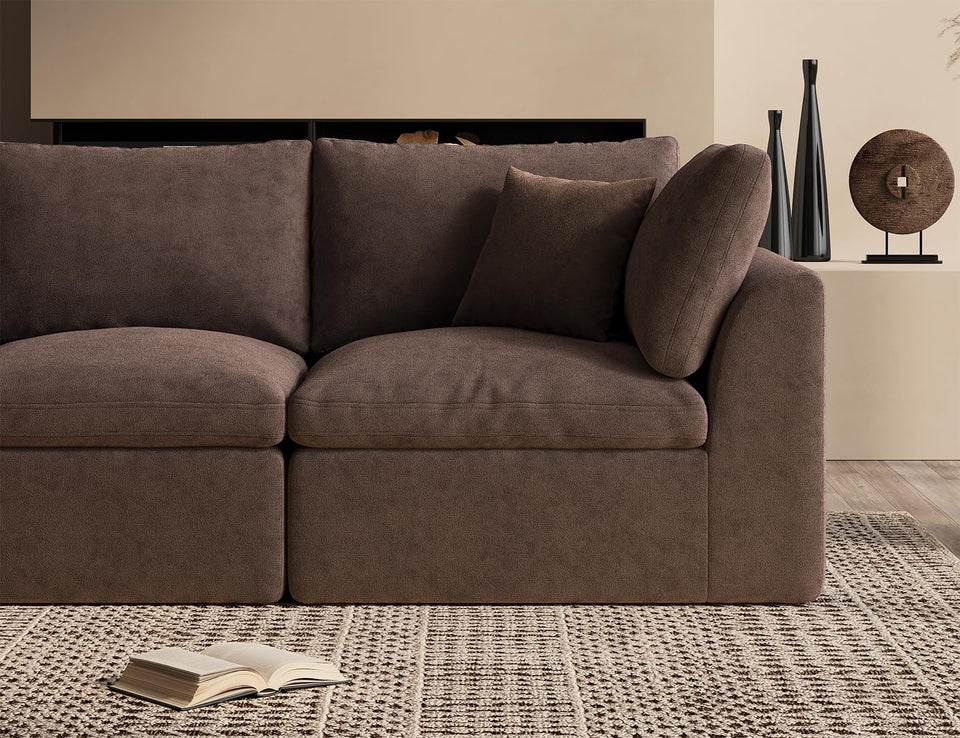 ohllob Oversized Cloud Couches for Living Room, Convertible Sectional Couch with Ottoman, 7 Seater Large Modular Sectional Sofa, Warm White