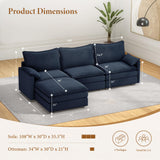 Vesgantti 142" U Shaped Sectional Couch, Comfy Cloud Modular Sectional Sofa with 2 Ottoman Deep Seat Chenille Modern Cloud Sofa, Modular Sofas for Living Room, Bedroom and Apartment, Beige