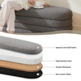 Busaurus Storage Ottoman Bench 49.2 Inch Upholstered Fabric Storage Bench for Bedroom End of Bed Aesthetic Large Oval Ottoman for Living Room Entryway (Ivory)