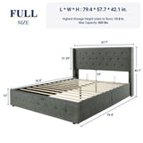 Allewie King Size Lift Up Storage Bed, Modern Wingback Headboard, Hydraulic Support, No Box Spring Needed, Light Beige
