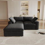 160.6" Cloud Couch Modular Sectional Sofa for Livingroom,Oversized Convertible Sofa with Storage Ottomans,6 Seat Wide Couches,Cushion Covers Removable (Khaki, 6 Seater)