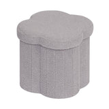 B FSOBEIIALEO Storage Ottoman Cube, Flowers Shaped Ottomans with Storage Foot Stool Footrest for Lving Room, Boucle Ottoman Seat for Dorm Room,Faux Teddy Fur, Cream White 12.6"x12.6"x12.6"