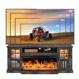 oneinmil 36 Inch 3-Sided Glass Fireplace TV Stand for TVs up to 80", Rustic Media Entertainment Center Console Table with Glass Door Closed Storage, Set of TV Table, White