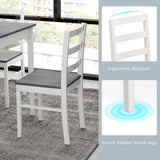 POWERSTONE Dining Table Set for 4, Kitchen Table Chairs Set of 4 with Rubber Wood Legs, Farmhouse 5 Piece Dining Table Set Solid Wood for Kitchen Dining Room Dinner (Brown)