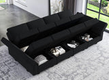 Belffin Modular Sectional Sofa with Ottomans Velvet Reversible Sleeper Chaise Bed Storage Seat Black