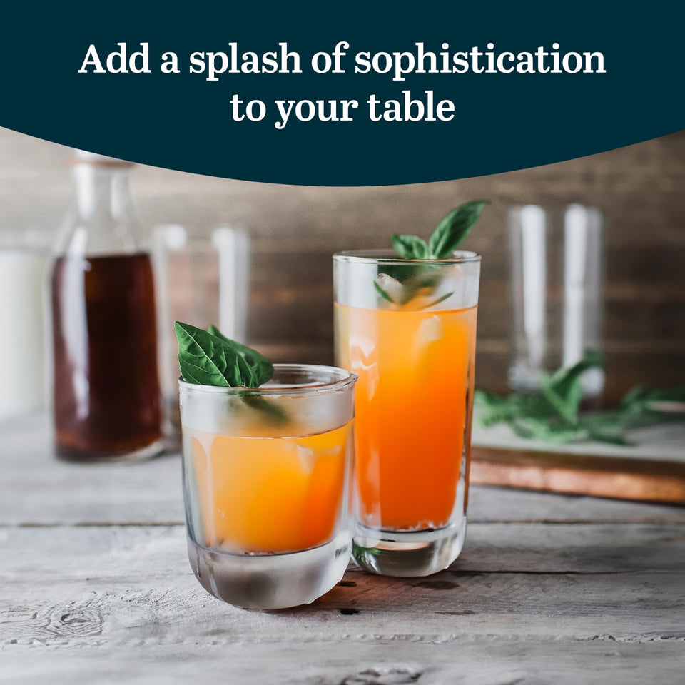 Libbey Ascent Tumbler and Rocks Drinking Glasses Set of 16, Glass Drinking Glasses with Curvature, Versatile Glassware Set for Parties and More