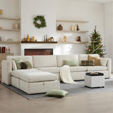 CHITA Oversized Modular Sectional Sofa, FSC Certified L Shaped Sectional Couches for Living Room, 112 inch Width,4 Seat Modular Sofa with Storage Ottoman, Linen