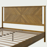 Bme Vivian 14 Inch Deluxe Bed Frame with Headboard, Rustic & Scandinavian Style with Solid Acacia Wood, No Box Spring Needed, 12 Strong Wood Slat Support, Easy Assembly, King, Rustic Golden Brown