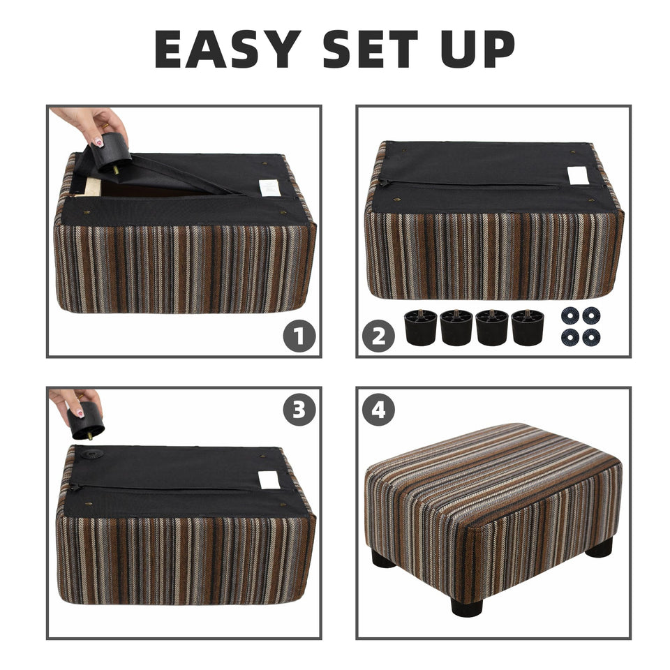 CAROLMADE Small Foot Stool Ottoman Footstool with Legs Under Desk Footrest for Living Room Bedroom and Office, Soft Ivory White