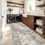 12x15 Area Rug for Living Room – Large Modern Neutral Abstract Thin Washable Carpet, Soft Low Pile Non-Slip Stain-Resistant for Bedroom Dining Room Home Office (Beige Grey)