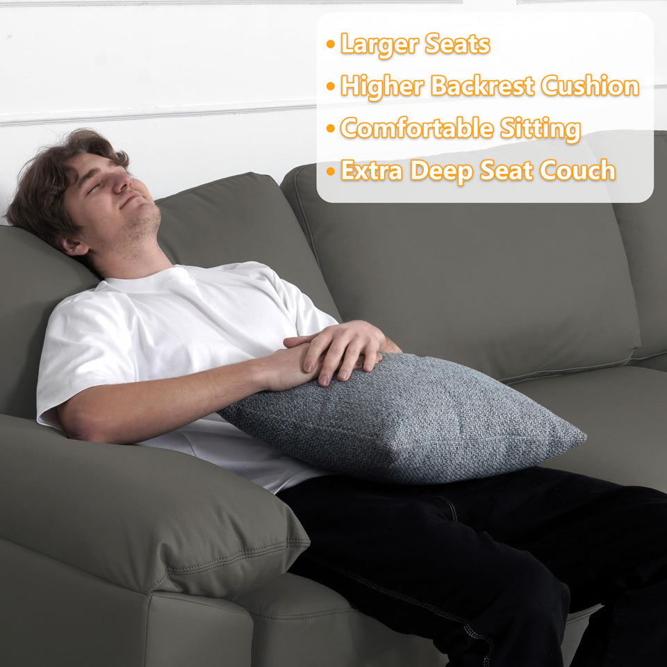 EASE MOOSE Leather Sectional Couch, Oversized Modular Sectional Sofas, Wide Deep Seat Modular Couch, Scratch Resistant Faux Leather Material, L Shaped Sofa for Big Spaces,Beige