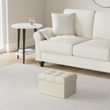 LINMAGCO Ottoman Storage Ottoman with Storage Small Foot Rest Stool Under Desk Stool Short Folding Footrest Linen Cloth Dark Gray 16X12X12IN