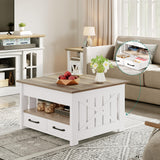 YITAHOME Coffee Table Farmhouse Coffee Table with Storage Rustic Wood Cocktail Table, Square Coffee Tables for Living Meeting Room with Half Open Storage Compartment, Grey Wash