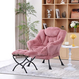 Welnow Lazy Chair with Ottoman, Modern Lounge Accent Chair with Armrests and a Side Pocket, Leisure Sofa Armchair, Reading Armchair with Footrest for Small Space, Dark Grey