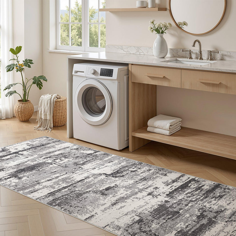 Area Rugs for Living Room: 12x15 Abstract Washable Rug Modern Neutral Large Soft Stain Resistant Non-Slip Backing Machine Table for Bedroom Dining Room Indoor Home Office Carpet - Gold Brown