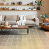 Neutral Living Room Rug - 10x14 Farmhouse Beige Brown Large Area Rug for Dining Room, Bedroom, Low Pile Lightweight Washable