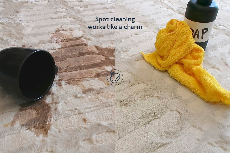 Revival Rugs Shell 5'3"x7'10" Washable Area Rug for Living Room Bedroom - 100% Recycled Oeko-TEX Certified, Medium Pile, Beige, Cream