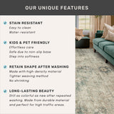 Neutral Living Room Rug - 10x14 Farmhouse Beige Brown Large Area Rug for Dining Room, Bedroom, Low Pile Lightweight Washable