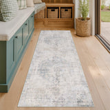 Neutral Living Room Rug - 10x14 Farmhouse Beige Brown Large Area Rug for Dining Room, Bedroom, Low Pile Lightweight Washable