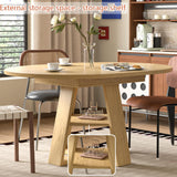 43.3in-59in Extendable Round Dining Table for 4-8,Modern Kitchen Oval Dining Table with Removable Leaves Space Saving,Wood Base with Storage Shelf for Kitchen Living Room (Walnut)