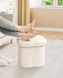 B FSOBEIIALEO Storage Ottoman Cube, Flowers Shaped Ottomans with Storage Foot Stool Footrest for Lving Room, Boucle Ottoman Seat for Dorm Room,Faux Teddy Fur, Cream White 12.6"x12.6"x12.6"