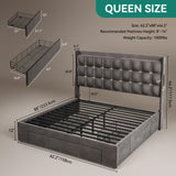 YITAHOME King Size Bed Frame with 3 Storage Drawers and RGB LED Lights, Velvet Upholstered Bed with Charging Station and Storage Headboard, No Box Spring Needed, Easy Assembly, Noise-Free, Grey