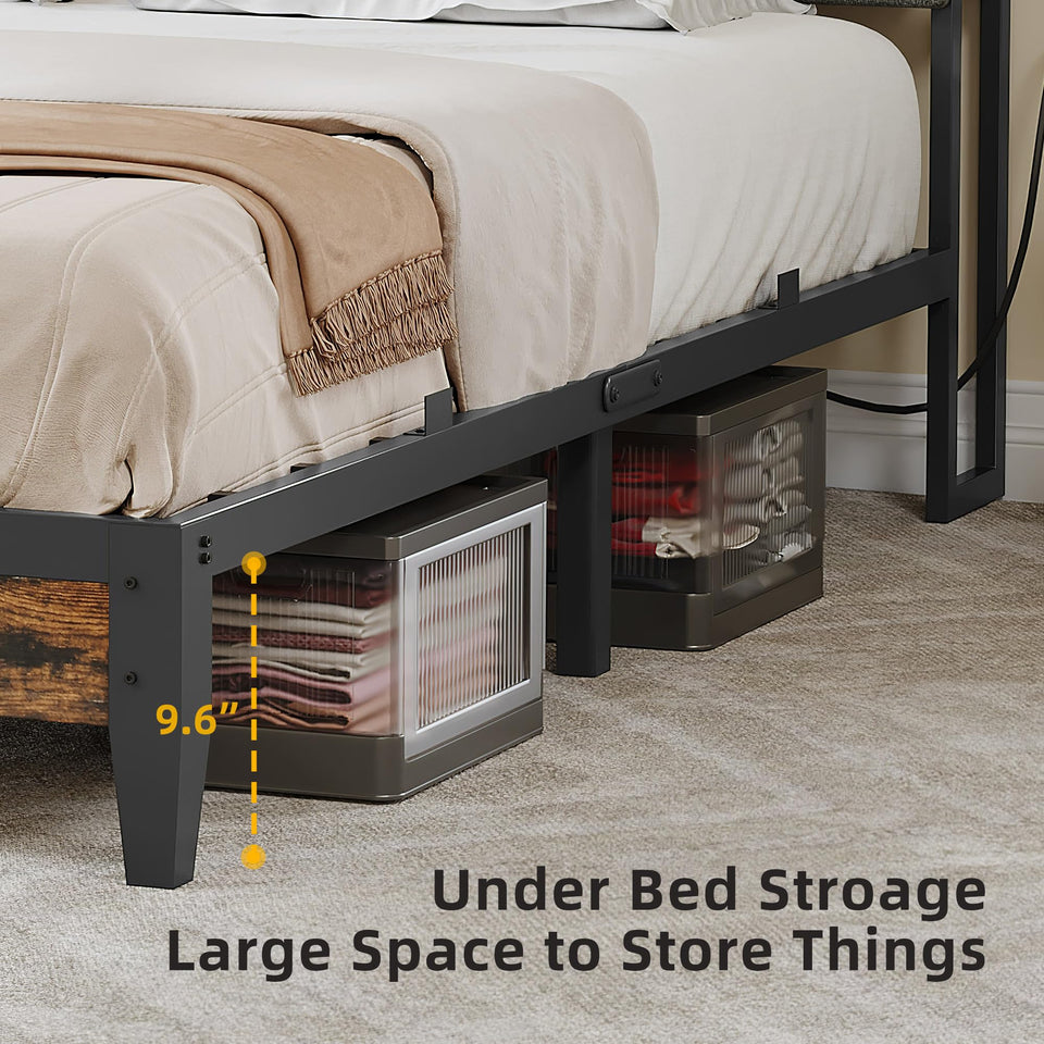 YITAHOME King Size Bed Frame with Adjustable Headboard, 4 Storage Drawers and RGB LED Lights, Velvet Upholstered Platform Bed with USB Ports, No Box Spring Needed, Fast Assembly, Noise-Free, Black