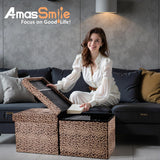 AmasSmile Footrest Ottoman Bench with Storage,34Inch Black Leather Footstool, Coffee Table, Padded Seat, Storage Chest,Blanket Store with Flipping Lid for Livingroom and Bedroom