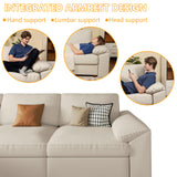 EASE MOOSE Leather Sectional Couch, Oversized Modular Sectional Sofas, Wide Deep Seat Modular Couch, Scratch Resistant Faux Leather Material, L Shaped Sofa for Big Spaces,Beige