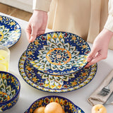 vancasso 24 Pieces Dinnerware Sets, Plates and Bowls Set, Porcelain Dishes Set for 6, Microwave and Dishwasher Safe, Scratch Resistant, Bohemian Style Dining Ware Service for 6, Series SIMI