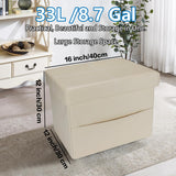 AmasSmile Storage Ottoman Folding Foot Rest Stool, Leather Footstool Bench, Short Ottoman Stool, Storage Foot Rest Store, Books (Black, 17" D x 13" W x 13" H)