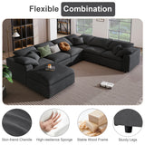 Tmsan 129.3" Oversized Modular Sectional Sofa, U Shaped Couch with Movable Ottoman, Large 7 Seat Corner Couches for Living Room, Spacious Space, Beige