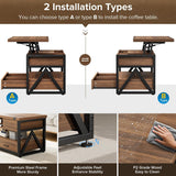 Memobarco 40" Lift Top Coffee Table,4 in 1 Multi-Function Lift Coffee Tables with Storage Drawers and Hidden Compartmen,Farmhouse Coffee Table with Lifting top for Living Room,Black