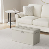 DocSafe Storage Ottoman with Lock,Fireproof Folding Ottoman Foot Rest Stool Storage Chest with Storage Safe for Important Documents,Waterproof 17 Inches Short Ottoman Foot Stool with Handles,Black