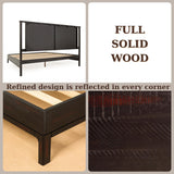 Bme Vivian 14 Inch Deluxe Bed Frame with Headboard, Rustic & Scandinavian Style with Solid Acacia Wood, No Box Spring Needed, 12 Strong Wood Slat Support, Easy Assembly, King, Rustic Golden Brown