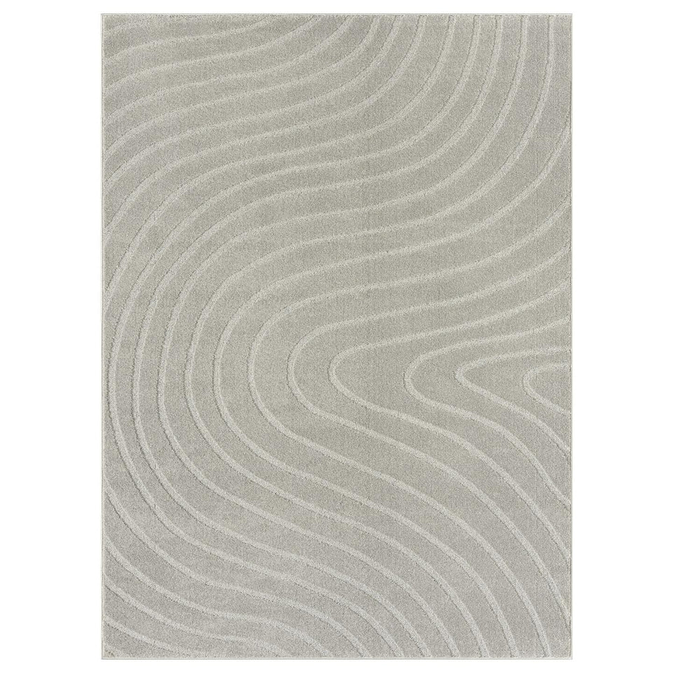 LUXE WEAVERS Modern Geometric Wave Cream 9x12 Area Rug