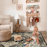 TOPRUUG Washable Oriental Area Rug - 12x15 Rugs for Living Room Soft Carpet for Bedroom Waterproof Floral Distressed Indoor Stain Resistant Non-Shedding Floor Carpets (Green, 12x15)